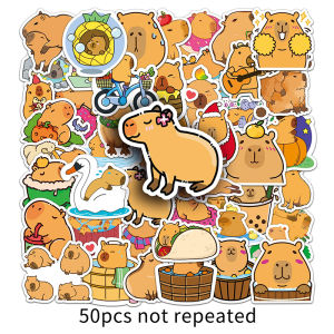 50pcs Cartoon Capybara Sticker Cute Waterproof Animal Sticker Suitcase Decal