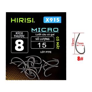 Hirisi 15 Chiếc Móc Câu Cá Bằng Thép Carbon Cao Cấp Có Micro Barb Phủ PTFE Móc Câu Cá Mắt Nhọn Cho Phụ Kiện Câu Cá Sông
