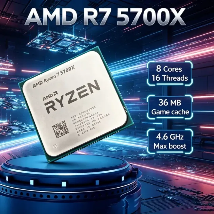AMD | AMD Ryzen 7 5700X R7 5700X 8 Core 16 Thread 4.6GHz 32MB L3 Cache AM4 7nm 65W Gaming Desktop CPU
