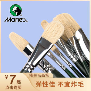 Marley Pig Bristle Flat Flat round Head Oil Painting Brush Acrylic Color Brush 6 PCs Set Painting Brush Broad Brush Comprising a Row of Penshaped Brushes Oil Paints Tools Pig Hair Gouache Watercolor Student Drawing Special Pen Art Drawing Sets