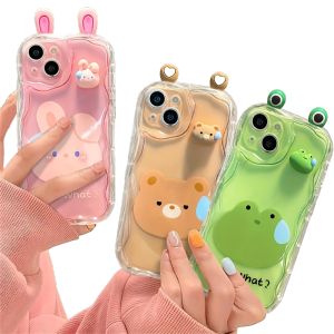 Korean cute 3D sweaty frog rabbit silicone case for Xiaomi Redmi  9A 9C 12C 10C Note13 4G 12S 8 9 Pro Plus  bell pendant cover