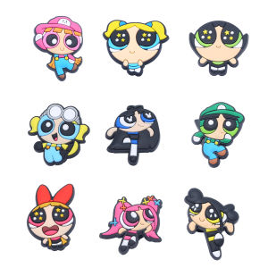 9/18pcs Power Girl Shoe Charms For Slides Sandals PVC Shoe Decoration Accessories For Christmas Birthday Gift Party Favor