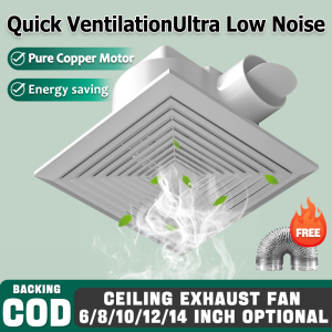 Suspended Ceiling Exhaust Fan Exhaust fan for room 6/8/10/12/14 Inch Strong Wind Quiet Easy installation Living Room Bathroom Kitchen Duct Air Vent Ventilation Louver Extractor Window Blower exhaust fan for kitchen Contains hose