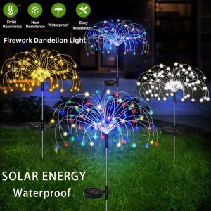 ✨✨90/120/150LED Lampu Raya Solar Fireworks Lights Outdoor Waterproof Solar Lampu Kelip Kelip 8 Modes Fairy Light for Gardens Decoration Wedding Party Home Ramadan Lawn Dandelion Modeling Lamp