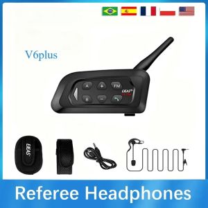 V6 Plus Bluetooth Intercom Earphones 1200m Football Referee Arbitration Intercom Motorcycle Waterproof Interphone Communicator