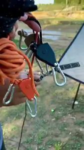 katrol tali guyline stopper buckle carabiner karabiner flysheet terpal tenda camping rope quickdraw