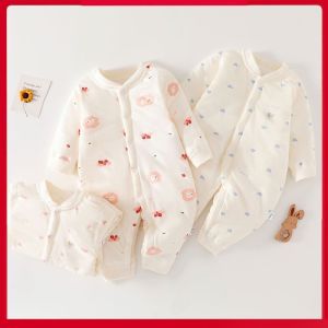 Pure Cotton Spring Autumn Baby Romper Suit Three-Layer Thermal Newborn Crawling Clothes Thin Cotton Baby Overalls for Babies