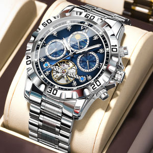 POEDAGAR mechanical watch for men automatic original waterproof luxury stainless steel tourbillon watch