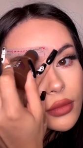 PINKFLASH (E19) Waterproof Eyebrow Powder Cushion Stamp with 10 Reusable Stencil Set 1-Step Shaping 4 Shade