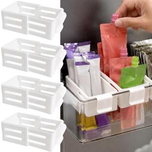 Fridge Side Door Storage Container / Retractable Plastic Partition Board / Practical Organizer for Storing Beverage Bottles Seasonings and Snacks