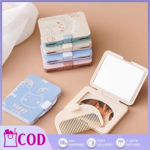 Mirror Comb Set: Folding Small Comb with Mirror - Compact Pocket Size Portable Traveling Hair Brush