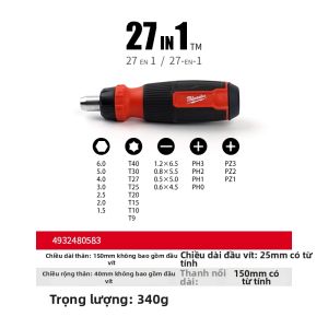 Milwaukee | Đầu Vít Đa Năng 8-trong-1 Có Ratchet Thay Đổi Nhanh Ngắn