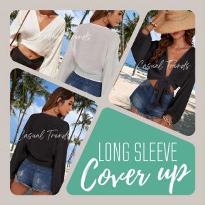 CASUAL TRENDS LONG SLEEVES TOP COVER UP MESH FABRIC (SMALL TO LARGE)