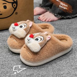 Warm Cotton Slippers for Children And Adults Couples Home Warmth Parent-Child Slippers New 2024 Autumn Winter Ladies Style