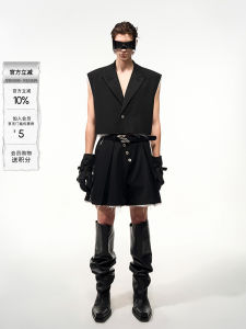 Start Exceed End Mens Short Sleeveless Suit Vest Summer Fashion Frayed Edge Design High-End Feeling Casual Wear Korean Style