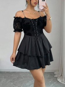Ladies Large Size One-Shoulder Floral Print Dress Spring Summer Casual Elegant Womens Clothing European American Style