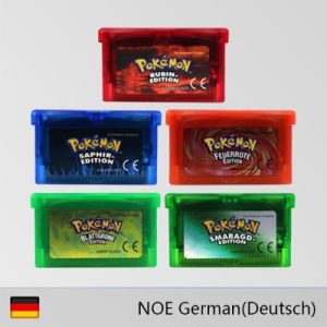 Bandai | GBA Game Cartridge 32-Bit Video Game Console Card Pokemon Smaragd- Feuerrote Rubin- German Language Shiny Label for GBA NDS