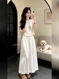 Y6Y | Summer White Sleeveless Outfit Two Piece Set
