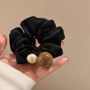 Elegant Satin Hair Ties for Women Simple Design Pearl Embellished Hair Bands Hair Accessories Korean Style Fresh Outburst