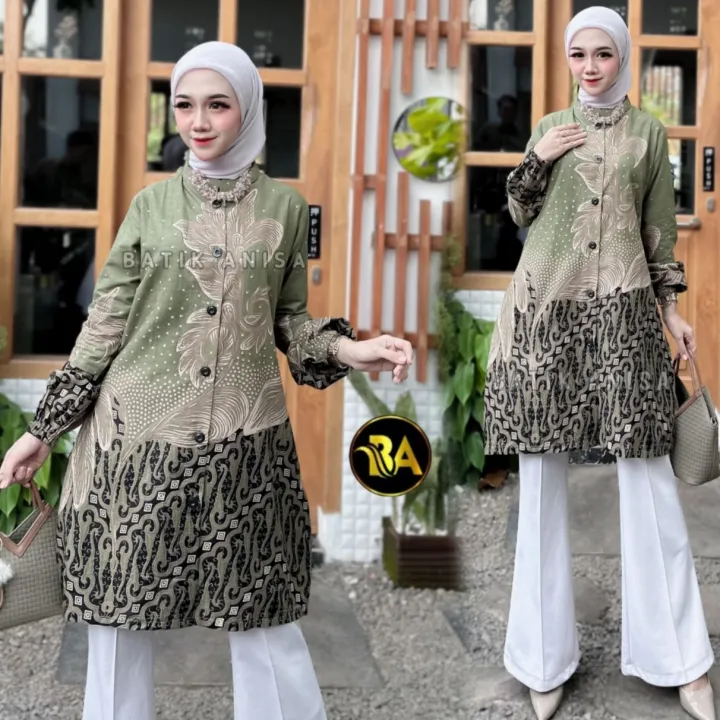 Couple%20Tunik%20Anggrek%20Blue%20Katun%20Seragam%20Batik%20Tunik%20Wanita%20Kerja%20Kantoran%20Jumbo%20Lengan%20Panjang%20-%20Image%208
