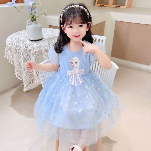 [PRINCESS KESLI] 1-9 Tahun baju Gaun Anak Perempuan katun Rok Puff Dress Romantis Lengan Pendek princess Elsa