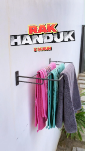Rak Handuk 3 Susun - Gantungan Handuk Payung Jas Hujan 3 Baris Tempel Dinding Tanpa Bor