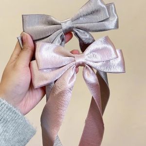 Korean Double Layer Satin Bow Hair Claw Clip Sweet Ribbon Non-slip Ponytail Barrette Hair Clip Women Girls Hair Accessories