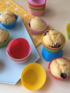 4PCS Silicone Reusable Bento Box Liners Cupcake Muffin Baking Cups Mold Cupcake Baking Tools for Baby Food