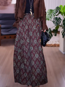 MANMI | Chân Váy In Họa Tiết Dân Tộc Vintage Thoáng Mát