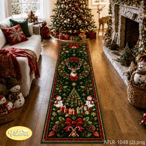 VIKAMA Christmas Reindeer Snowman Runner Rug Non Slip Washable Mat For Hallway Entryway Kitchen Bedroom Xmas Home Decor