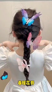 Klip Rambut Rama-Rama 🦋 Butterfly Pearl Moveable Wing Hair Clip Large Hair Pin Korean Style Headdress