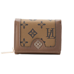 GStar Classic Letter Pattern PU Small Wallet for Women Tri-fold All-match Fashion Printing Wallet Purse Card Holder Multi-Function Wallet Dompet Wanita