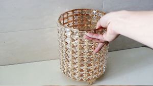 HH17-14 ถังขยะคริสตัลสีทอง