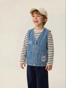 Marc&Janie | Vintage Baseball Boys V-Neck Denim Vest