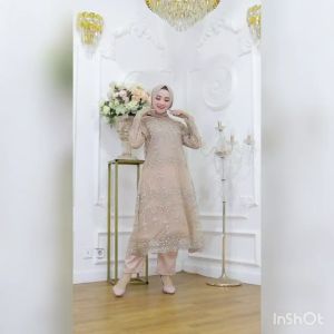 SISTAQUE - Setelan Wanita Outer Brukat Mutiara Premium lapis Furing ASTRI