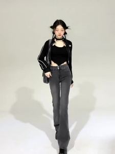 COD 150 Lelaki Kecil XS Seluar Jeans Berkobar untuk Wanita Musim Bunga dan Musim Gugur Baru Serbaa Regangan Pinggang Tinggi Seluar Berkobar  CNN