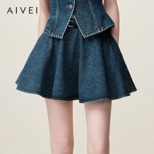 AIVEI | Slim Fit Denim Umbrella Skirt