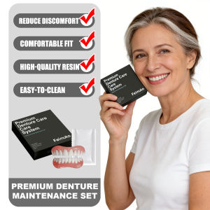 Feimuko Premium Denture Set Soft Resin Material Perfectly Fit Reducing Discomfort Easy-To-Clean Restore Natural Smile