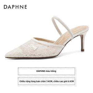 Daphne | Giày Mule Hở Mũi Gót Cao Ren Pháp Mùa Hè