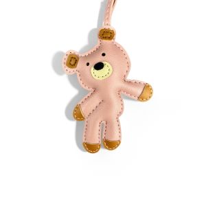 Relaxing PU Leather Bear Bag Charm - Adorable Keychain with Golden "OH" Bead Perfect Gift for Relax & Style/Bag Accessory