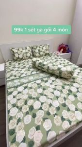 Bộ ga gối 4 món poly coton mềm mịn thoáng mát hàng loại 1 bo chun miễn phí nhiều mẫu xinh đủ kích thước