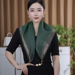 Elegant Korean Style Autumn New Fashion Magnetic Button Silk Thread Scarf Square Shawl Triangle Versatile Stylish Classy