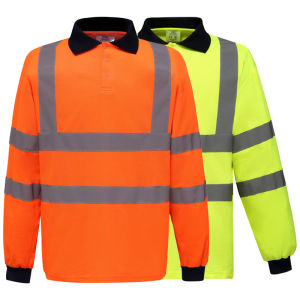 High Visibility Polo Shirts Yellow Navy Long Sleeve Reflective Polo Shirt Safety Work Shirt for Construction Men and Women