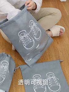 Tas Serut Penyimpanan Sepatu Sandal Traveling Pouch Bag Sponbound Serut Korean