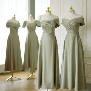 Green Slimming Satin Dress Summer Casual