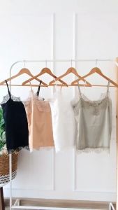 CAMISOLE TANK TOP RENDA WANITA LACE SATIN TANK TOP ATASAN TANPA LENGAN PREMIUM CAMISOL TANK TOP TALI CAMISOLE SLEEVELESS TOP CROP TOP SATIN LINGERIE by Caviar Wear