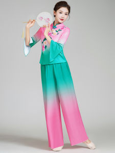 New Square Dance Performance Costume Traditional Fan Dance Ethnic Drumming Team Classic Square Dance Outfit for Middle-Aged And Elderly