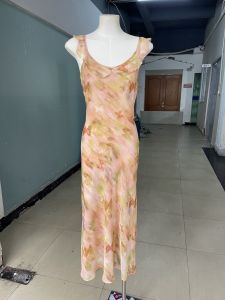 Elegant Butterfly Flower Halter Dress Sweet Waist Cinching Side Slit Short Sleeve U-Neck Hanfu Style Womens Clothing