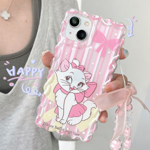 Adorable Mary Cat Phone Case Apple 16/13PRO TPU Protective Cover Cute Bracelet Design Anti-Fall Cartoon Style for iPhone 12/11