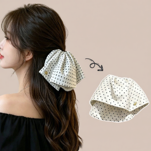 Elegant Polka Dot Skirt Design Half Up Hair Claw Clip